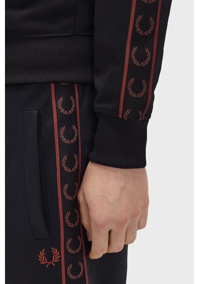 Fred Perry Kontrast Şeritli Dik Yaka Fermuarlı Sweat Erkek Sweat J5557 220 Siyah