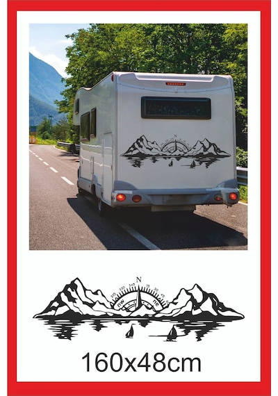 Pusula Deniz Dağ Orman Doğa Manzara Off Road Kamp Karavan Sticker Çıkartma