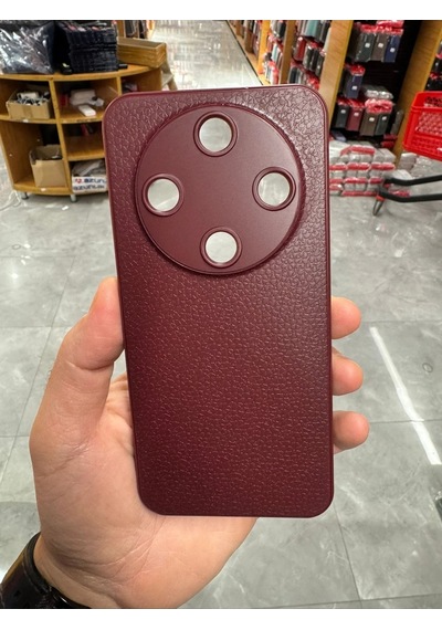 Honor Magic 8 Lite Uyumlu Deri Dokulu Yumuşak Silikon Telefon Kılıfı Kapak Bordo