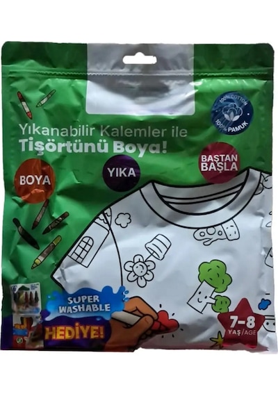 Nessiworld Kalem Hediyeli Boyanabilir Tişört 7-8 Yaş Beyaz