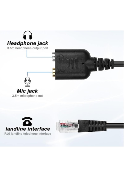 Rj9 To 2 X 3.5mm Kulaklık Ve Mikrofon Çevirici Adaptör Kablosu