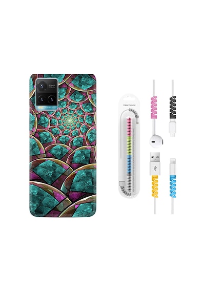 Vivo Y21 Kılıf Kablo Koruyuculu Circles 1828