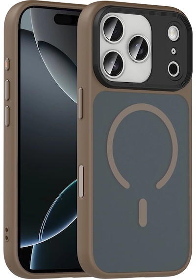 Apple Uyumlu iPad iPhone 17 Pro Max Kılıf Mat Arka Yüzey Wireless Şarj Özellikli Zore Flet M-safe Kapak Desert Titanyum