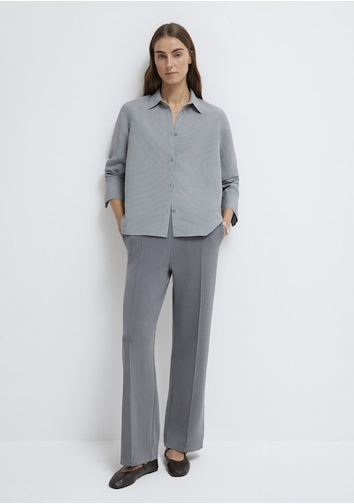 Mavi - Tencel Liyosel Karışımlı Çizgili Gömlek 1211374-88069 Yeşil