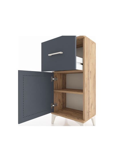 Arges Komodin Tek Raflı Tek Çekmeceli Tek Kapaklı 44x30x96 Çam-antrasit Atlas Çam