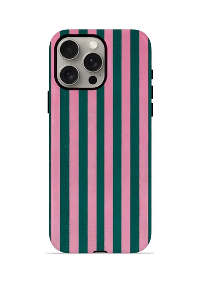 Apple iPhone Uyumlu 15 Pro Max Vorian Çift Katmanlı Kılıf Pink Navy Cabana