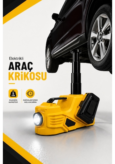 Araç Krikosu Elektrikli Seti 5 Ton Kaldırma Bijon Sökme Kompresör Fenerli Araç Tamir Kiti