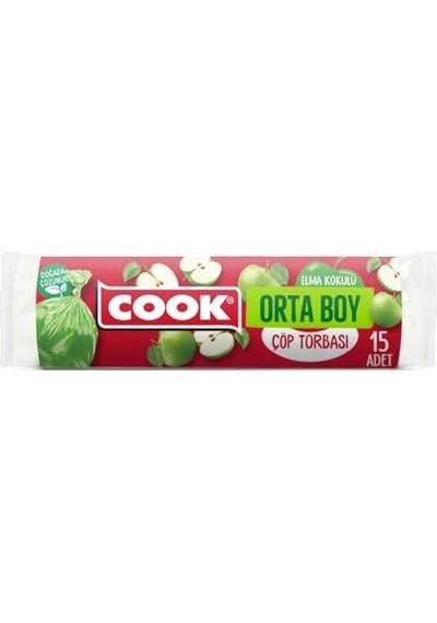 Kokulu Çöp Torbası, Orta Boy Elma 55 X 60 Cm 15 Adet/rulo