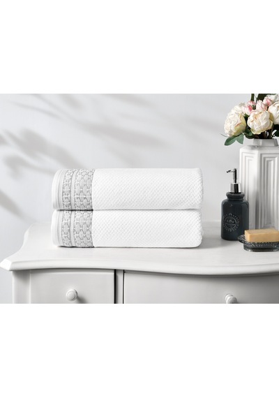 Özdilek Strap Banyo Havlusu 90x150 Cm Beyaz/gri
