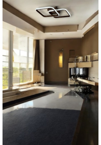 Kira Kahverengi Modern Tasarım Salon - Mutfak - Hol - Yatak Odası Beyaz Led Avize Kahverengi