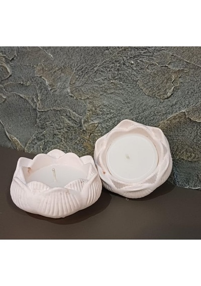 El Yapımı Mumlu Lotus Pudra Pembe - Beyaz - Açık Kahverengi - Koyu Füme