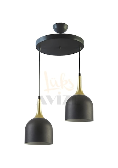 Reına Modern Tasarım Metal Başlık Siyah Renk Sarkıt Cafe - Mutfak 2 Li Avize Diğer