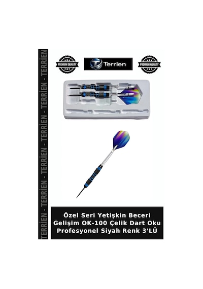 Özel Seri Yetişkin Beceri Gelişim Ok-100 Çelik Dart Oku Profesyonel Siyah Renk 3'lü