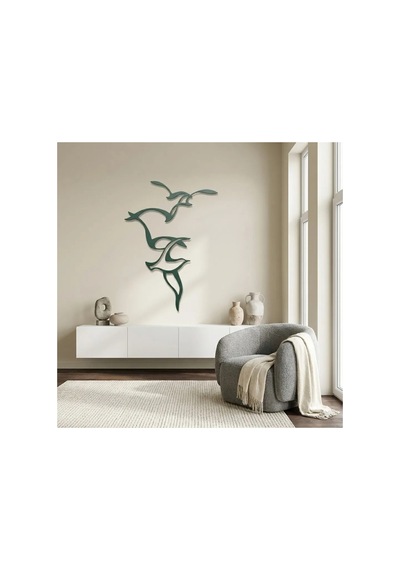 Martıların Dansı Metal Duvar Tablosu - Metal Duvar Sanatı - Siyah - 55 X 75 Cm
