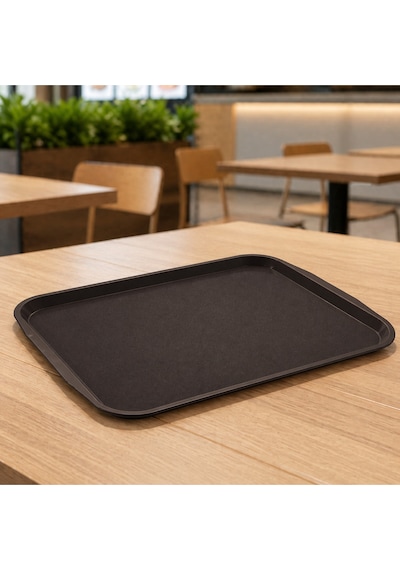 6 Adet Abs Servis Tepsisi Kaymaz Yüzeyli 32x44 Cm Kahverengi Renk Endüstriyel Kullanıma Uygun, Kırılmaz, Bpa Free 7 Renk Seçenekli