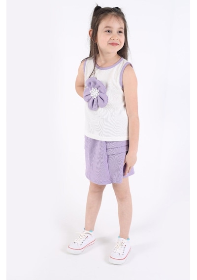 Aden Kids Kız Çocuk Etekli Alt Üst Takım Mor