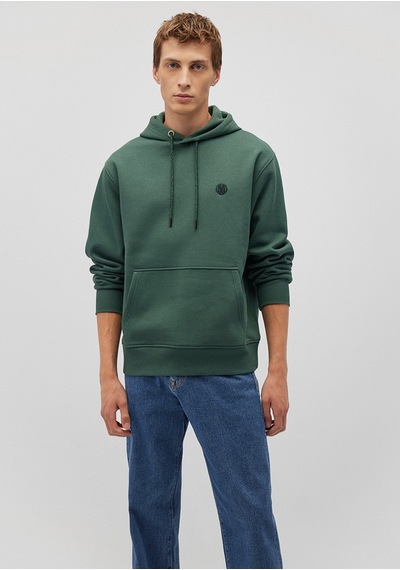Mavi - Mavi Logo Nakışlı Kapüşonlu Yeşil Sweatshirt 065809-71580 Yeşil
