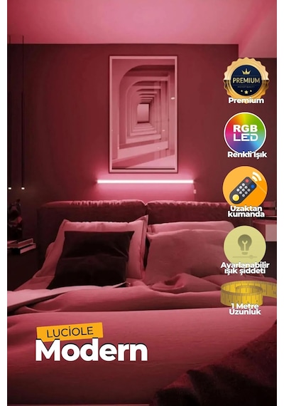 Led Abajur Aplik Gece Lambası Rgb Lambader 16 Renkli Uzaktan Kumandalı Işık 4 Animasyonlu Diğer