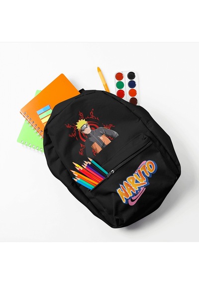 Naruto Logo Sırt Çantası Siyah
