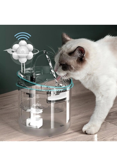 Dailylink Hareket Sensörlü Kedi Köpek Için Sessiz Şeffaf Otomatik Su Pınarı Çeşmesi Sebili
