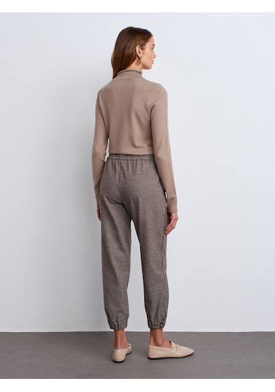 Dilvin 71608 Manşetli Jogger Pantolon Kahverengi Kahve