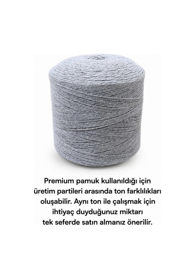 1 Kg Pamuklu El Örgü İpi Runner İpi- Amigurumi Koton İp Punch İpi Motif Açık Gri Renk