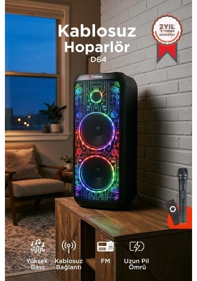 Özel Seri Bluetooth Hoparlör D64 Siyah Bas Işıklı