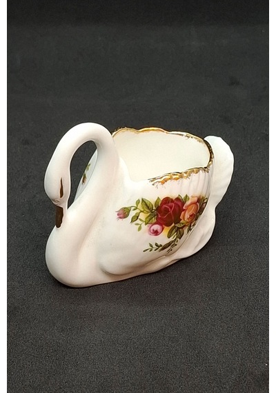 Old Country Roses Bone China Antika Porselen Mini Kuğu Figürü 8x4.5 Cm Turuncu