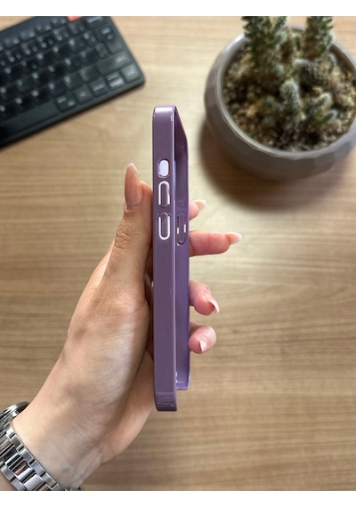Apple Uyumlu iPhone 13 Animasyonlu Stylus Silikon Kılıf Mor