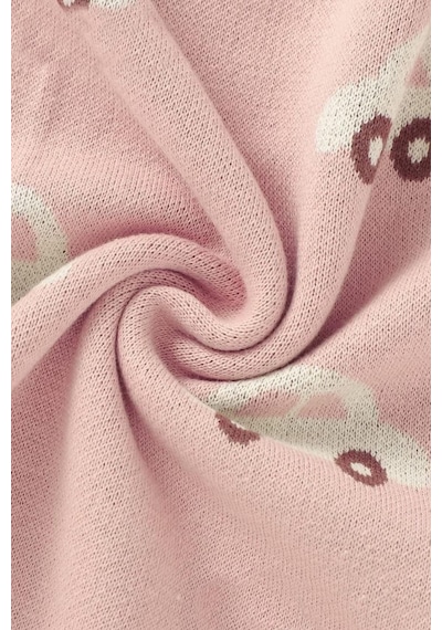 Kız Ve Erkek Bebek Için Triko Örgü Bebek Battaniyesi 85cm X85cm Araba Rüyası Pembe Pembe