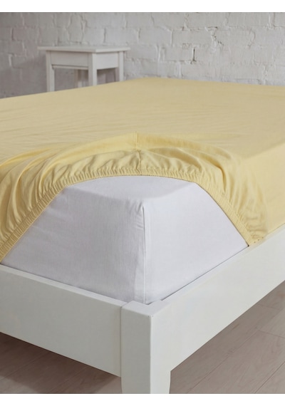 Çift Kişilik Pamuklu Lastikli Çarşaf, Ranforce Çift Kişilik Fitted Çarşaf 160x200+20 Cm Sarı