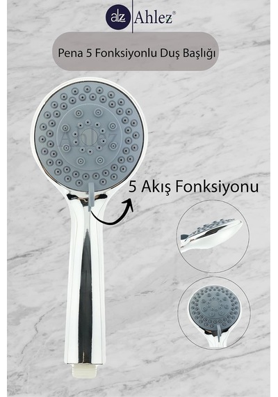5 Fonksiyonlu Duş Başlığı Ve Örgülü Duş Hortumu Seti Krom