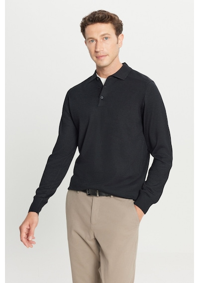 AC&Co / Altınyıldız Classics Erkek Sıyah Yünlü Standart Fit Normal Kesim Polo Yaka Basic Triko Kazak SIYAH AC&Co / Altınyıldız Classics Erkek Sıyah Yünlü Standart Fit Normal Kesim Polo Yaka Basic Triko Kazak SIYAH