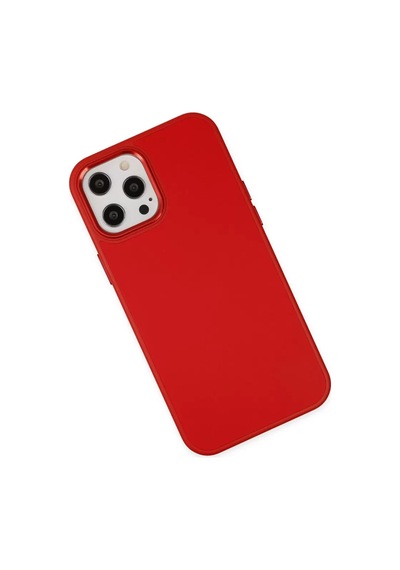 Newface Apple İphone 12 Pro Max Kılıf Asya Deri Silikon - Kırmızı