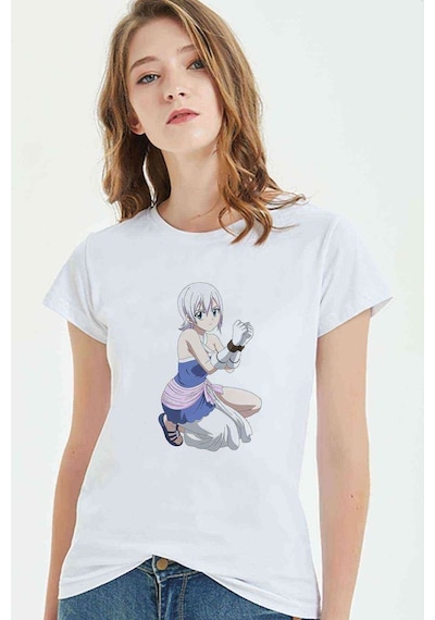Anime Fairy Tail Glass Guild Emblem Baskılı Beyaz Kadın Tshirt (534310095)