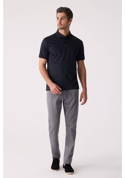 Erkek Füme Regular Fit Merserize Desenli Polo Yaka Tişört