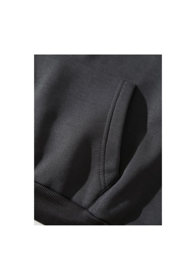 Tarzsokak Slogan And Butterfly Print Drawstring Kangaroo Pocket Hoodie Gri