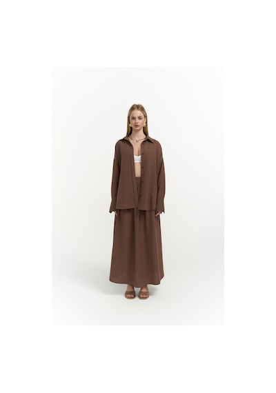 Mai Collection Mai Studios Co. Ambra Kahve Gömlek Etek Takım Kahve
