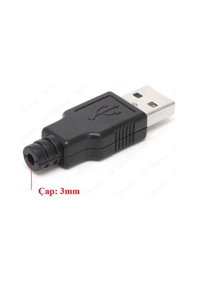Plastik Muhafazalı Lehim Tipi 4 Pin USB A Erkek Fiş