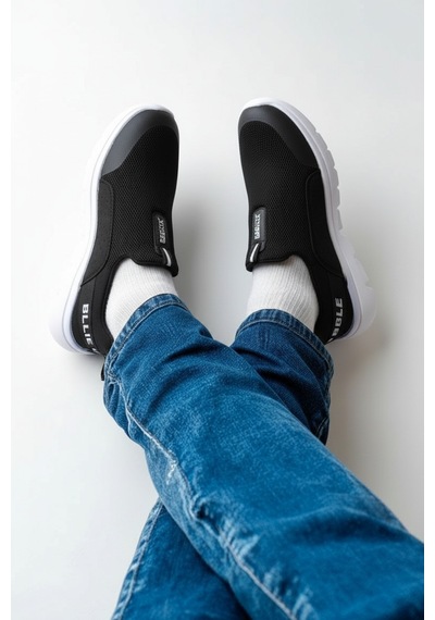 2231-Best of Anatomik Tabanlı Ultra Hafif Bağcıksız Unisex Yürüyüş Ayakkabısı Siyah - Beyaz