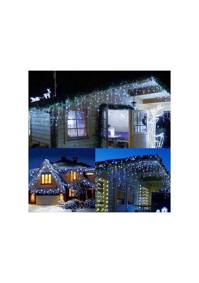 8 Fonksiyonlu 16 Saçaklı Perde Led 3 X 1 Beyaz Mavi