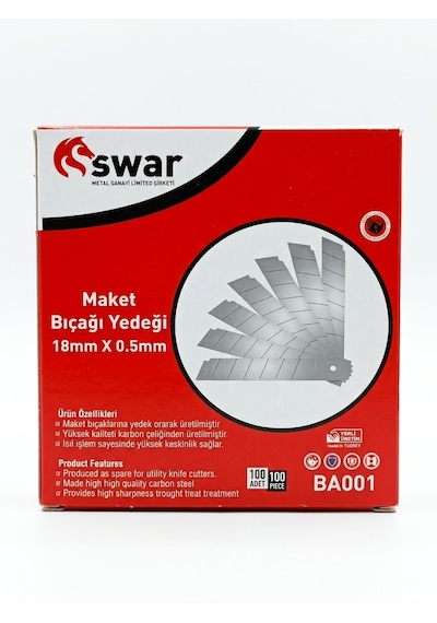 Swar Çelik Maket Bıçağı Yedeği Karbon 18mm