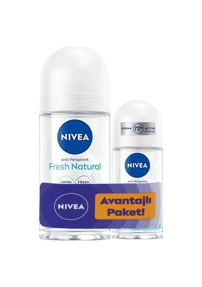 Kadın Roll-on Deodorant Fresh Natural 50ml Ve Mini Roll-on Fresh Natural 25ml, 48 Saat Koruma