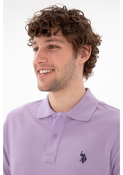 U.S. Polo Assn. Erkek Slim Fit Polo Yaka Lila Basic Tişört 50297984-VR034