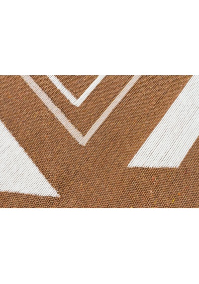 Beige Yellow Yıkanabilir Çift Taraflı Modern Desenli Dokuma Kilim