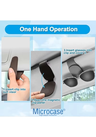 Microcase Universal Suni Deri Oto Güneş Gözlük Tutucu Askılık Mıknatıslı - Al5240
