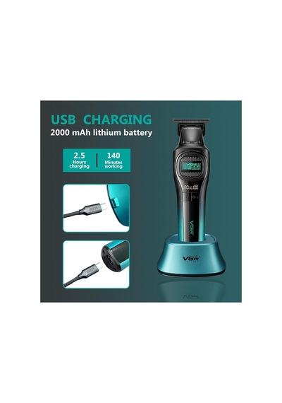 Şarjlı Tıraş Makinesi V-888t - 8000 Rpm Bldc Motor Dlc T Bıçak - Yeşil
