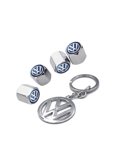 Volkswagen Id.3 Mavi Logolu Krom Renk Sibop Kapağı 4 Adet Ve Krom Anahtarlık