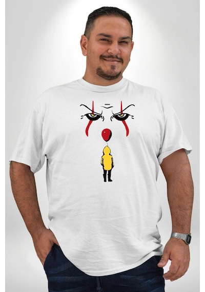 Angemiel Pennywise Vs Georgie Korku Filmi Beyaz Büyük Beden Kadın Erkek Ünisex Basic Ön Baskılı Tişört Beyaz