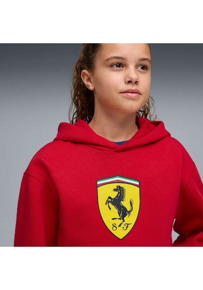 Puma Scuderıa Ferrarı Color Shıeld Genç Kapüşonlu Sweatshırt 634259 02 Kırmızı